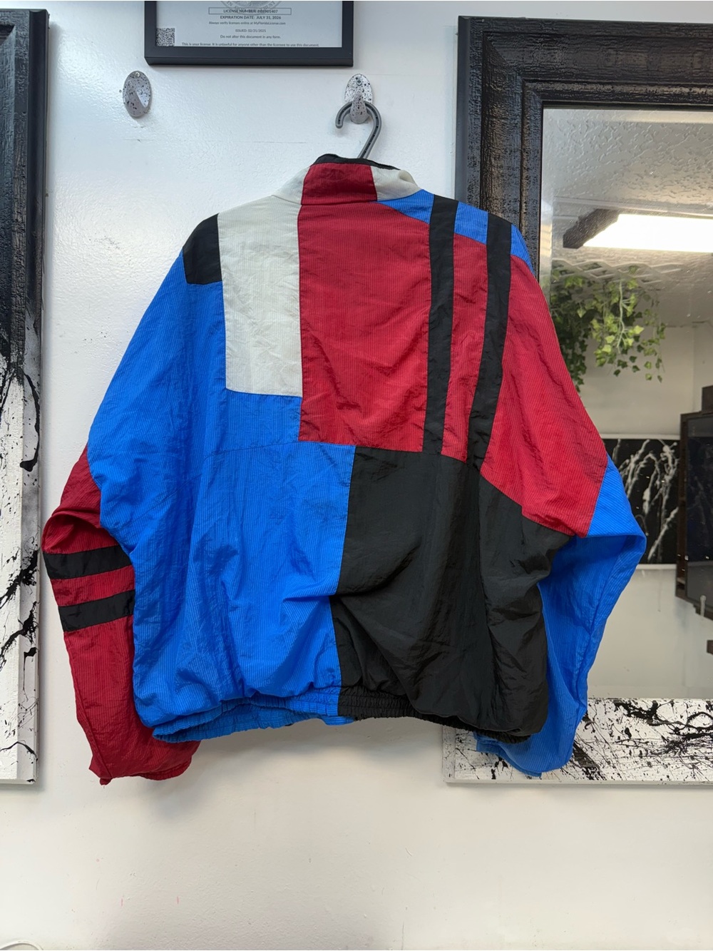 Vintage Colorblock Windbreaker Jacket - Blue Red Black White - Picture 6 of 7
